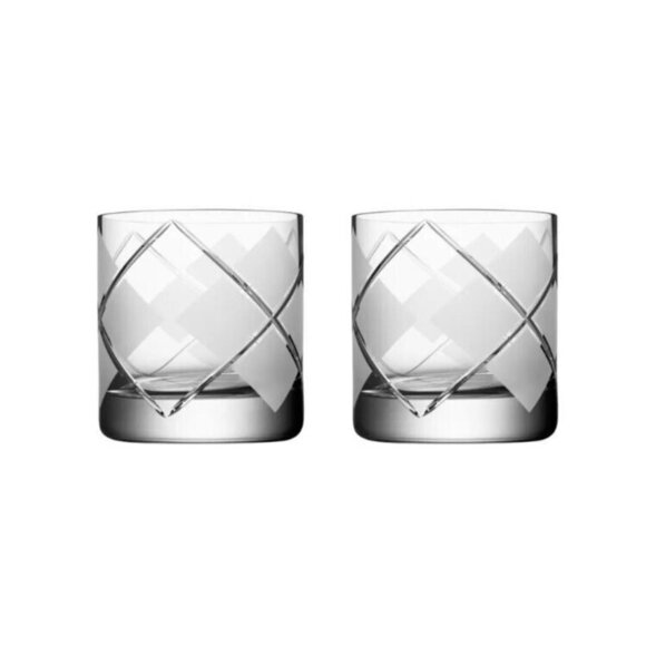 Orrefors Argyle Set of 2 Old Fashion Glasses - NIB - Picture 1 of 1